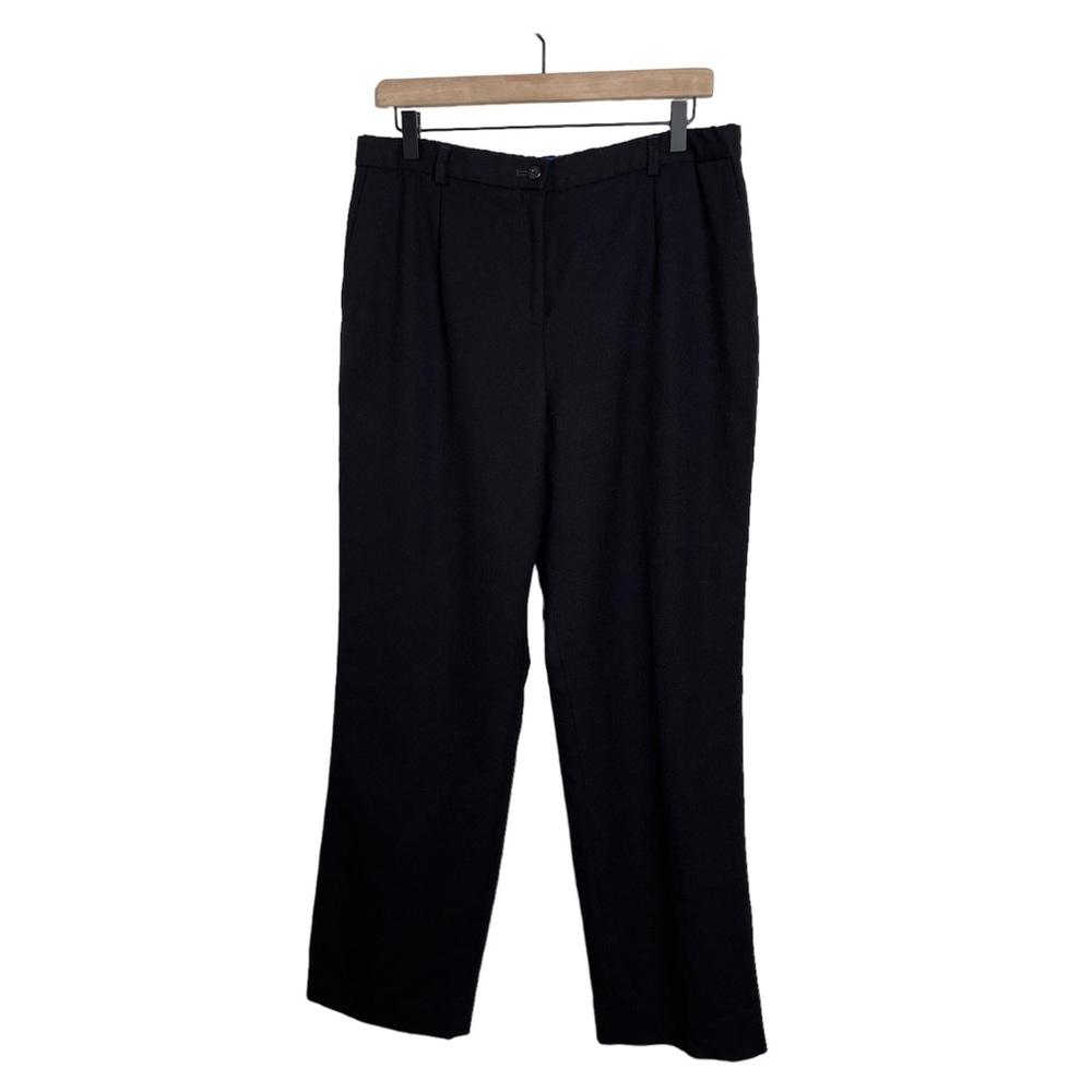 PENDLTON Black 100% Virgin Wool Straight Leg Lined Classic Career Pants Sz 14 P